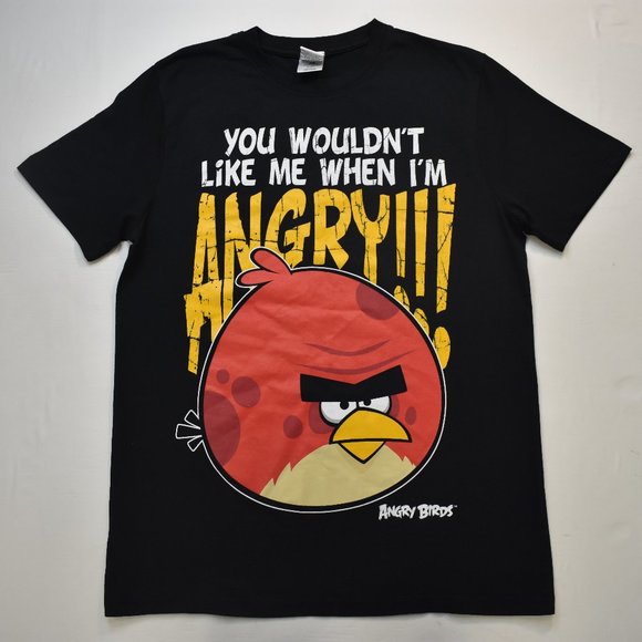 Angry Birds Mens You Wouldn't Like Me When I'm Angry Funny Black Shirt New M - Picture 1 of 5